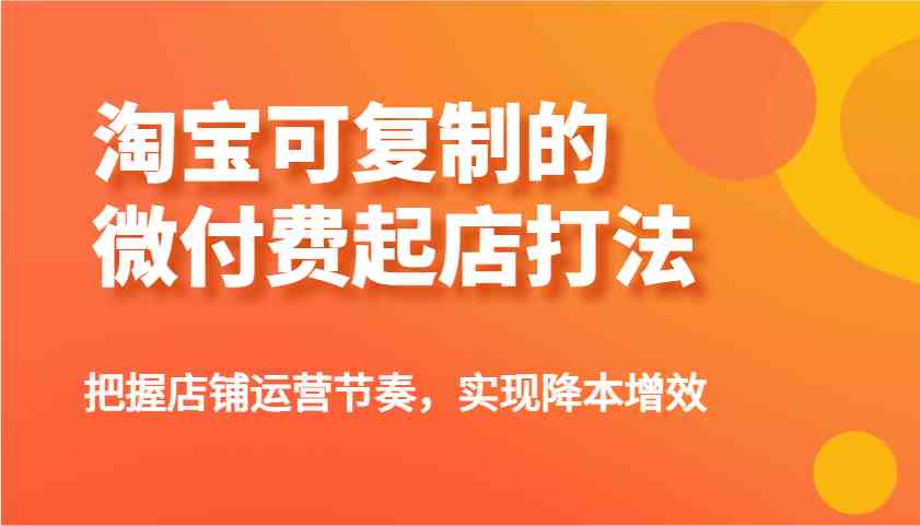 淘宝可复制的微付费起店打法，把握店铺运营节奏，实现降本增效！-星空网创资源