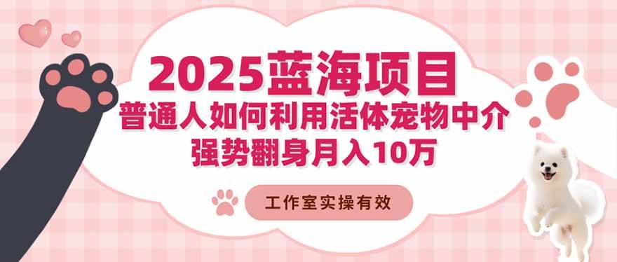 (16489期)2025蓝海项目:普通人如何利用活体宠物中介,强势翻身月入10万-星空网创资源