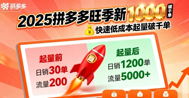 2025拼多多旺季新老店铺——快速低成本起量破千单-星空网创资源