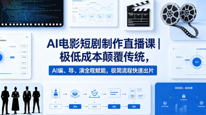AI电影短剧制作直播课|极低成本颠覆传统,AI编、导、演全程赋能,极简流程快速出片-星空网创资源