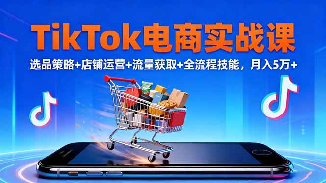 (16422期)TikTok电商实战课10月,选品策略+店铺运营+流量获取+全流程技能,月入5万+-星空网创资源