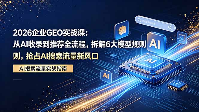 2026 企业GEO实战课:从AI收录到推荐全流程,拆解6大模型规则,抢占 AI 搜索流量新风口-星空网创资源