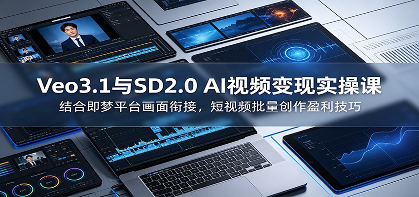 Veo3.1与SD2.0 AI视频变现实操课课:结合即梦平台画面衔接,短视频批量创作盈利技巧-星空网创资源