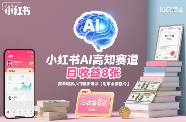 小红书AI高知赛道，日收益8张，简单粗暴小白新手可做【附带全套指令】-星空网创资源