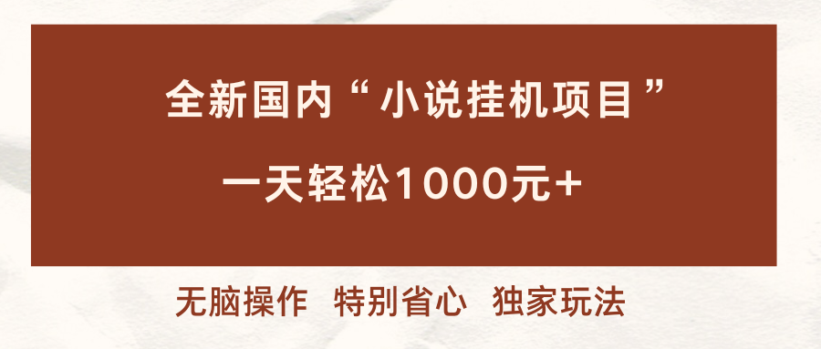 (16833期)全新国内小说挂G项目,多窗口无脑跑,一天轻松1k+,特别省心【揭秘】-星空网创资源