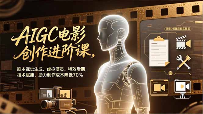 AIGC电影创作进阶课,剧本视觉生成、虚拟演员、特效后期,技术赋能,助力制作成本降低70%-星空网创资源