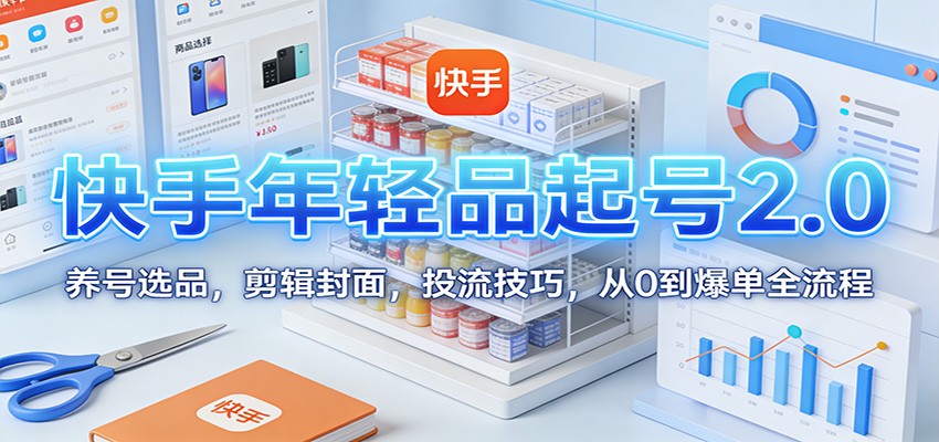 快手年轻品起号2.0：养号选品，剪辑封面，投流技巧，从0到爆单全流程-星空网创资源