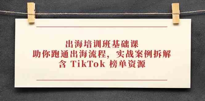 出海培训班基础课,助你跑通出海流程,实战案例拆解,含 TikTok 榜单资源-星空网创资源