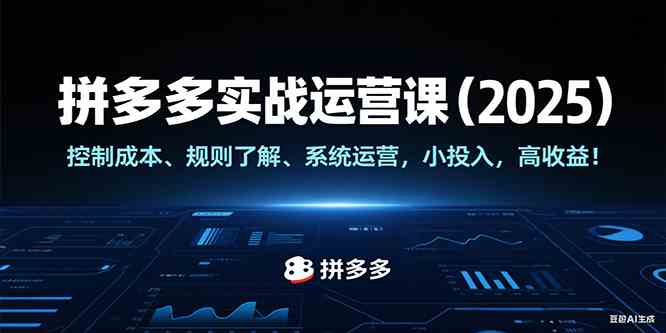 拼多多实战运营课(2025),控制成本、规则了解、系统运营,小投入,高收益!-星空网创资源