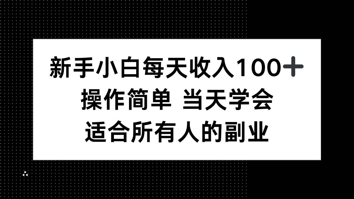 (15937期)新手小白每天收入100+,操作简单 当天学会 ,适合所有人的副业-星空网创资源