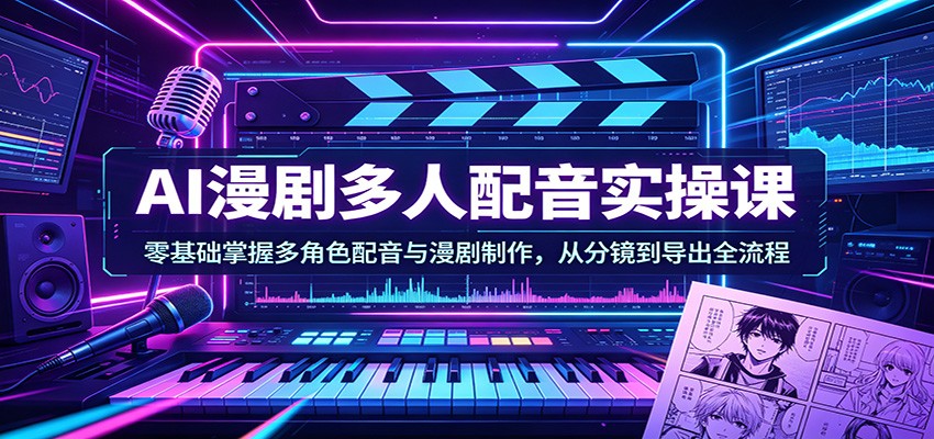 AI漫剧多人配音实操课：零基础掌握多角色配音与漫剧制作，从分镜到导出全流程-星空网创资源