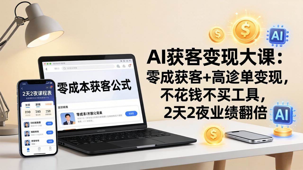 (17735期)AI获客变现大课:零成本获客+高客单变现,不花钱不买工具,2天2夜业绩翻倍-星空网创资源