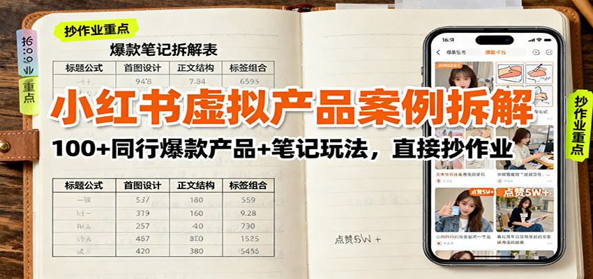 小红书虚拟产品案例拆解：100+同行爆款产品+笔记玩法，直接抄作业-星空网创资源