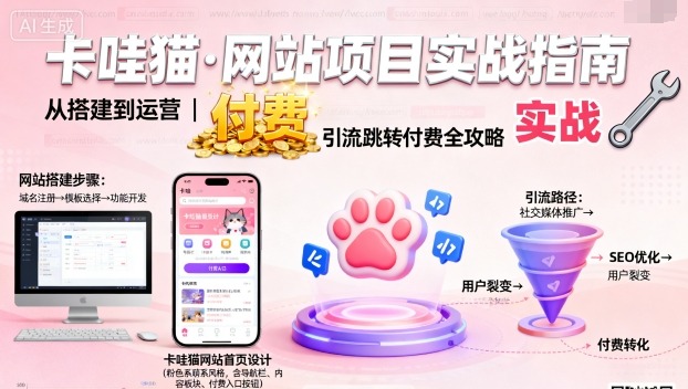 卡哇猫·网站项目，网站搭建与运营以及引流跳转付费-星空网创资源