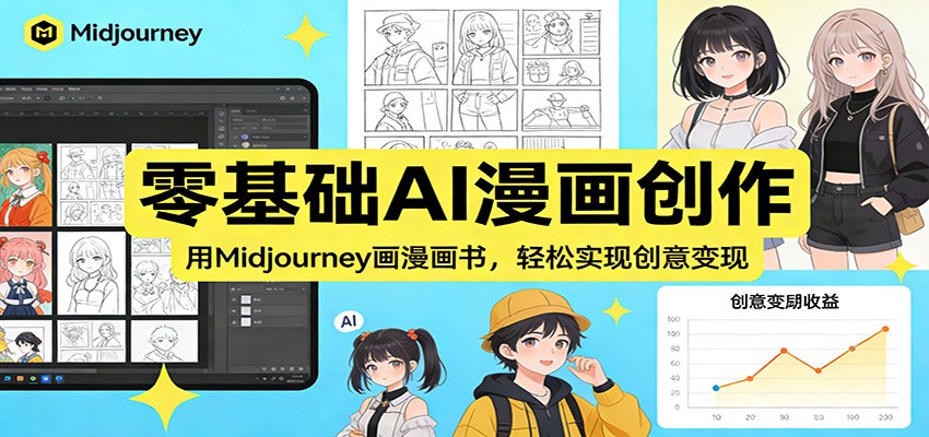 零基础AI漫画创作：用Midjourney画漫画书，轻松实现创意变现-星空网创资源