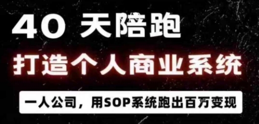 40天陪跑打造个人商业系统,一人公司,用SOP系统跑出百W变现