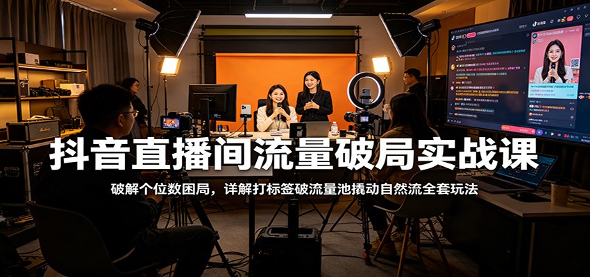 抖音直播间流量破局实战课：破解个位数困局，详解打标签破流量池撬动自然流全套玩法-星空网创资源