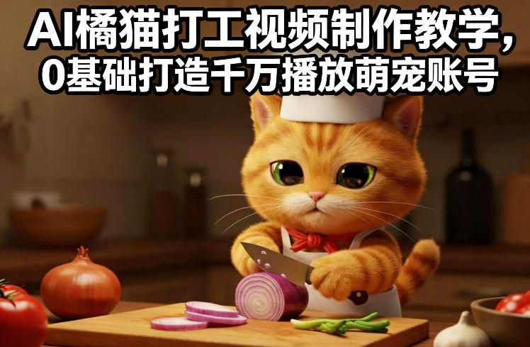 AI橘猫打工视频制作教学,流量狂飙,0基础打造千万播放萌宠账号-星空网创资源