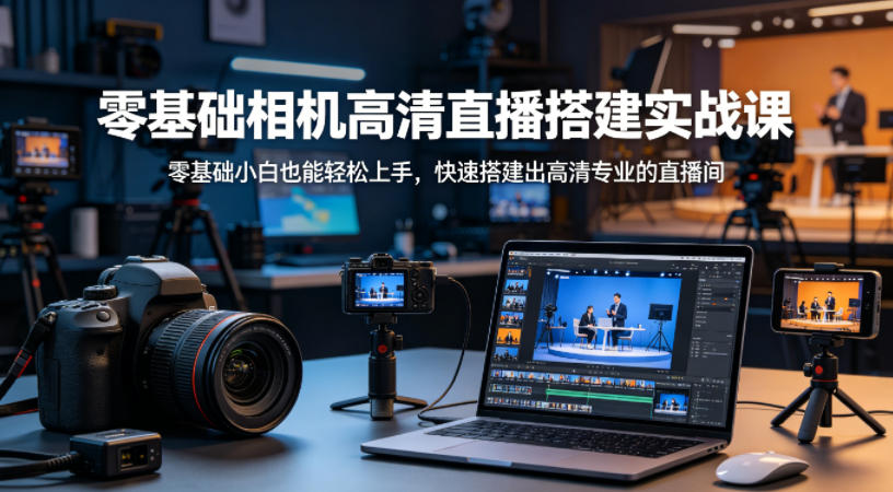 零基础相机高清直播间搭建实战课,小白也能轻松上手,快速搭建出高清专业的直播间-星空网创资源