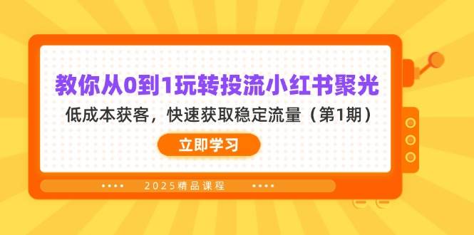 教你从0到1玩转投流小红书聚光,低成本获客,快速获取稳定流量(第1期)-星空网创资源