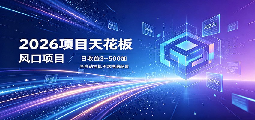 2026项目天花板，风口项目，日收益3~500+全自动挂机，不吃配置-星空网创资源
