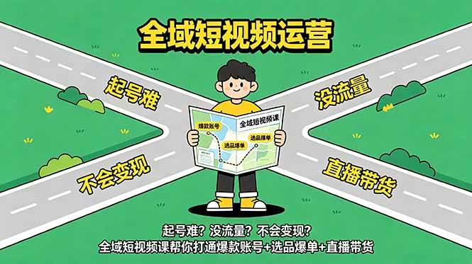 (18877期)起号难?没流量?不会变现?全域短视频课帮你打通爆款账号+选品爆单+直播带货-星空网创资源