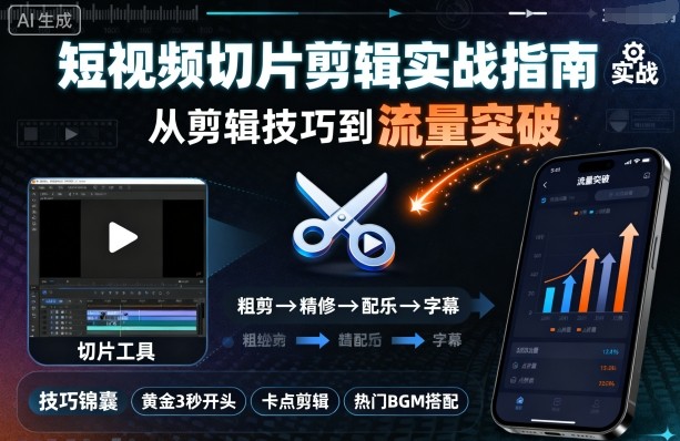 短视频切片剪辑实战指南，从剪辑技巧到流量突破-星空网创资源