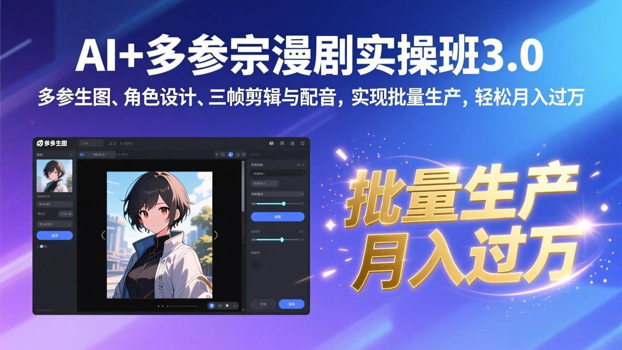(17283期)AI+多参宗漫剧实操班3.0:多参生图、角色设计、三帧剪辑与配音,实现批量生产,轻松月入过万 (17283期)AI+多参宗漫剧实操班3.0:多参生图、角色设计、三帧剪辑与配音,实现批量生产,轻松月入过万