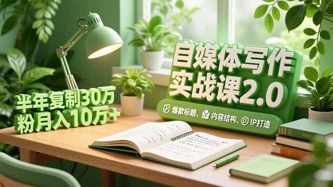 自媒体写作实战课2.0，爆款标题、内容结构、IP打造，半年复制30万粉月入10万+-星空网创资源