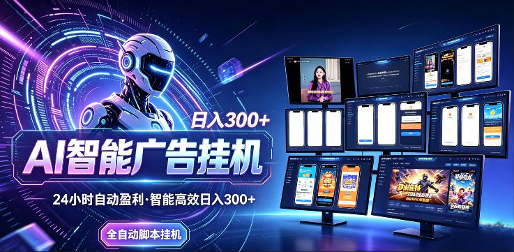 AI智能广告挂G项目，无需人工，单机稳定日入200+，可矩阵放大，24小时不间断刷广告賺收益【揭秘】-星空网创资源