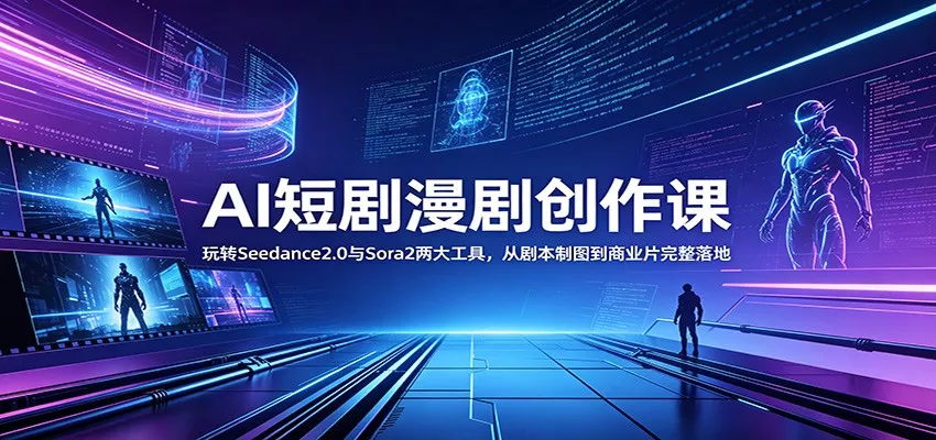 AI短剧漫剧创作课：玩转Seedance2.0与 Sora2两大工具，从剧本制图到商业片完整落地-星空网创资源