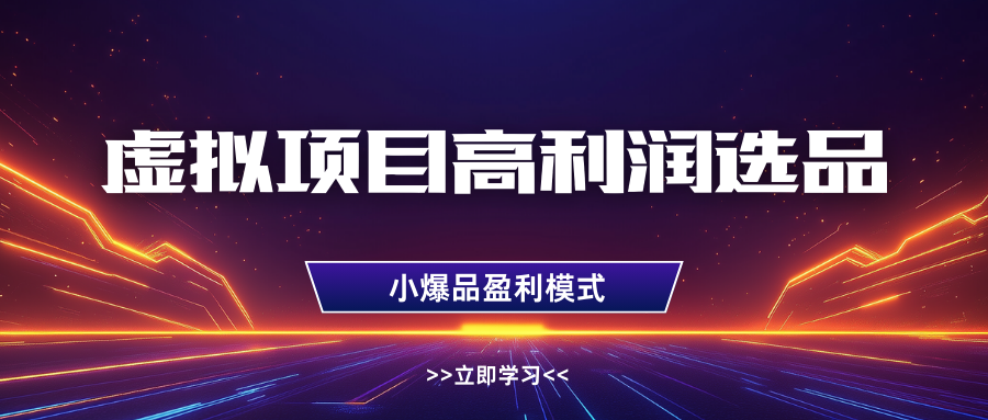 虚拟项目高利润选品方法,单店利润1W+,可多店倍增利润-星空网创资源