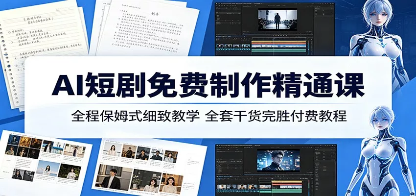 AI短剧免费制作精通课：全程保姆式细致教学，全套干货完胜付费教程-星空网创资源