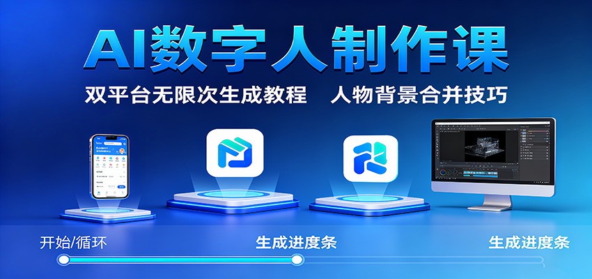 AI数字人制作课：双平台无限次生成教程，人物背景合并技巧-星空网创资源