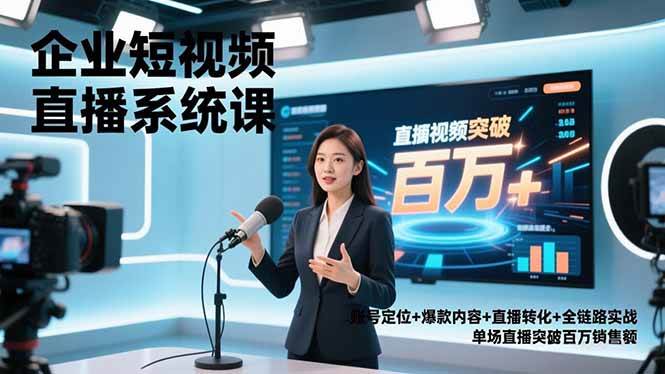 (16878期)企业短视频直播系统课,账号定位+爆款内容+直播转化+全链路实战,单场直播突破百万销售额-星空网创资源