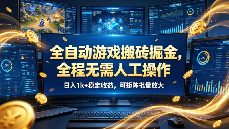 全自动游戏搬砖掘金，全程无需人工操作，日入1k+稳定收益，可矩阵批量放大【揭秘】-星空网创资源