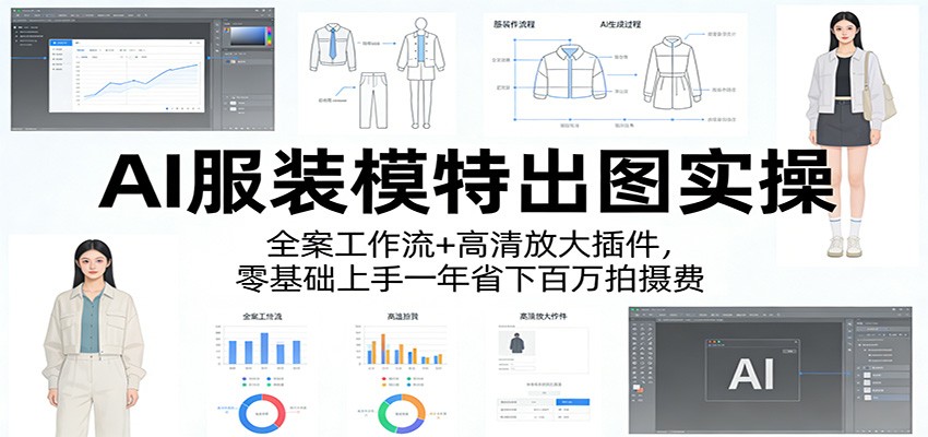 AI服装模特出图实操：全案工作流+ 高清放大插件，零基础上手一年省下百万拍摄费-星空网创资源