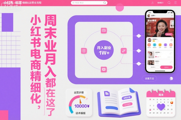 小红书电商精细化运营全流程，周末副业月入1W+，全套方法都在这了-星空网创资源