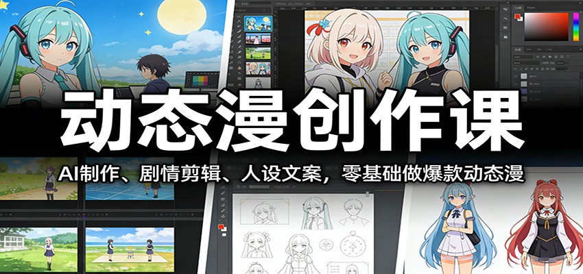 动态漫创作课：AI制作、剧情剪辑、人设文案，零基础做爆款动态漫-星空网创资源