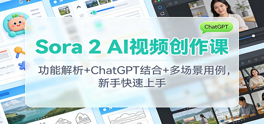 Sora 2 AI视频创作课：功能解析+ChatGPT结合+多场景用例，新手快速上手-星空网创资源
