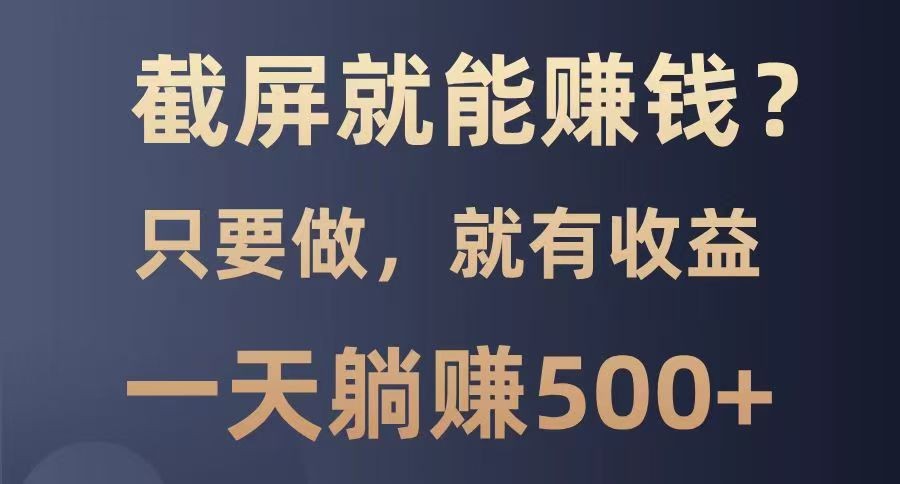 截屏就能赚钱？0门槛，只要做，100%有收益的一个项目，一天躺赚500+-星空网创资源