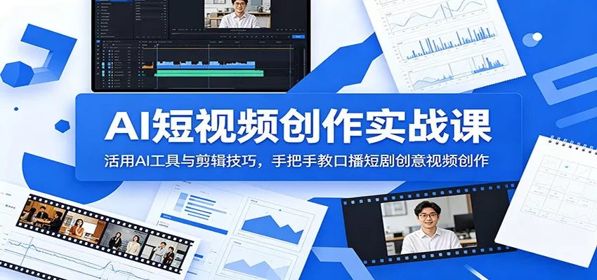 AI短视频创作实战课：活用AI工具与剪辑技巧，手把手教口播短剧创意视频创作-星空网创资源