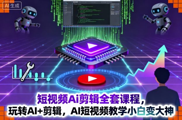 短视频Ai剪辑全套课程，玩转AI+剪辑，AI短视频教学小白变大神-星空网创资源