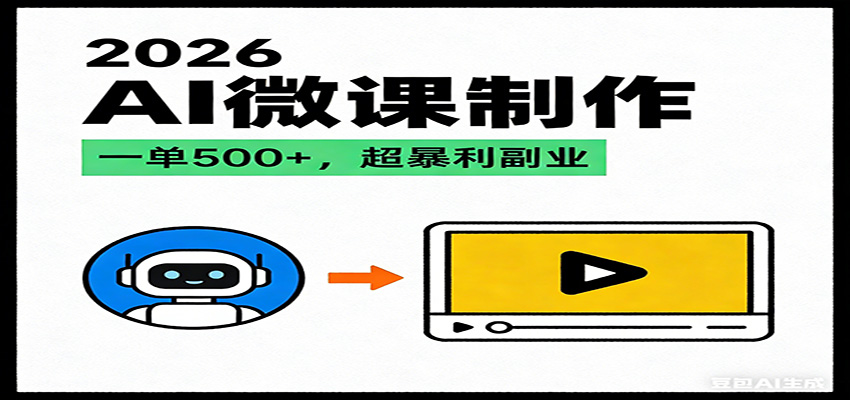 2026AI 风口最稳副业：微课代写制作，一单 500+，人人可做的蓝海项目-星空网创资源