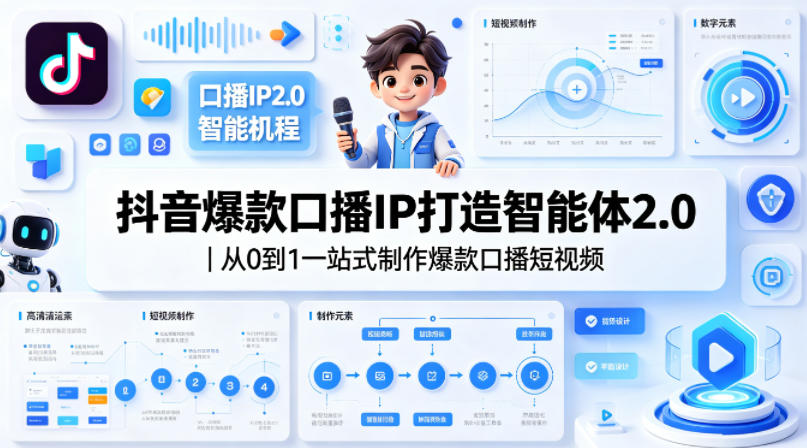 抖音爆款口播IP打造智能体2.0|从0到1一站式制作爆款口播短视频-星空网创资源
