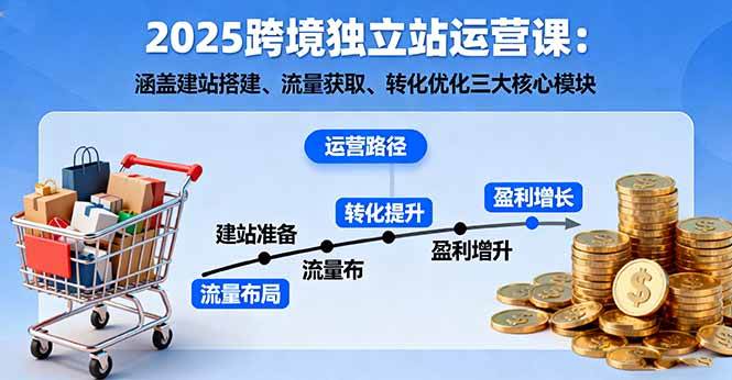 (16211期)2025跨境独立站运营课:涵盖建站搭建、流量获取、转化优化三大核心模块-星空网创资源
