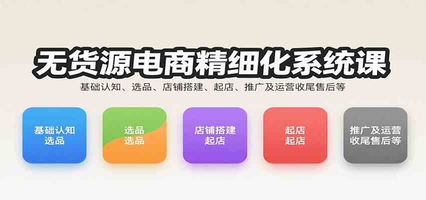 无货源电商精细化系统课:基础认知、选品、店铺搭建、起店、推广及运营收尾售后等-星空网创资源