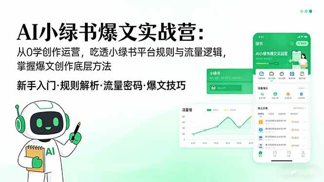 (17670期)AI 小绿书爆文实战营:从0学创作运营,吃透小绿书平台规则与流量逻辑,掌握爆文创作底层方法-星空网创资源