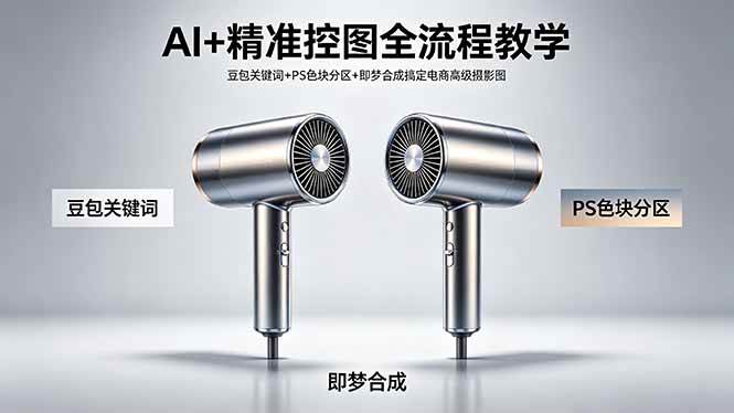 (18331期)AI+精准控图全流程教学 豆包关键词+PS色块分区+即梦合成搞定电商高级摄影图-星空网创资源