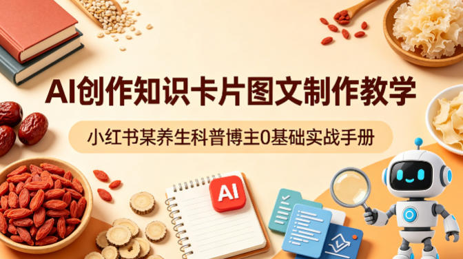 AI创作知识卡片图文制作教学,小红书某养生科普博主0基础实战手册-星空网创资源